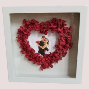 Hand Crafted Paper Art Heart Shadow Box Picture Frame 8 1/3" x 8 1/3"